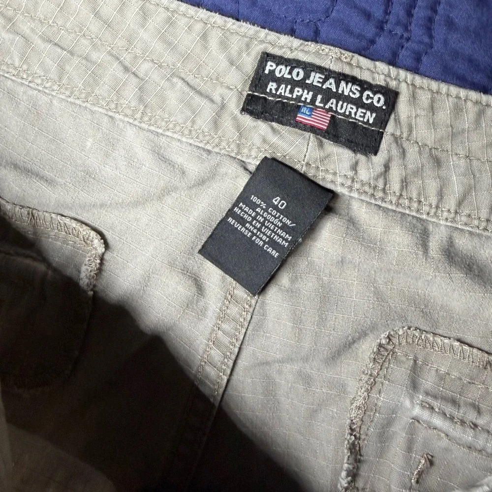 Polo Jeans Co Ralph Lauren Mens 40x12 Cargo Military Shorts Khaki Utility Hiking
